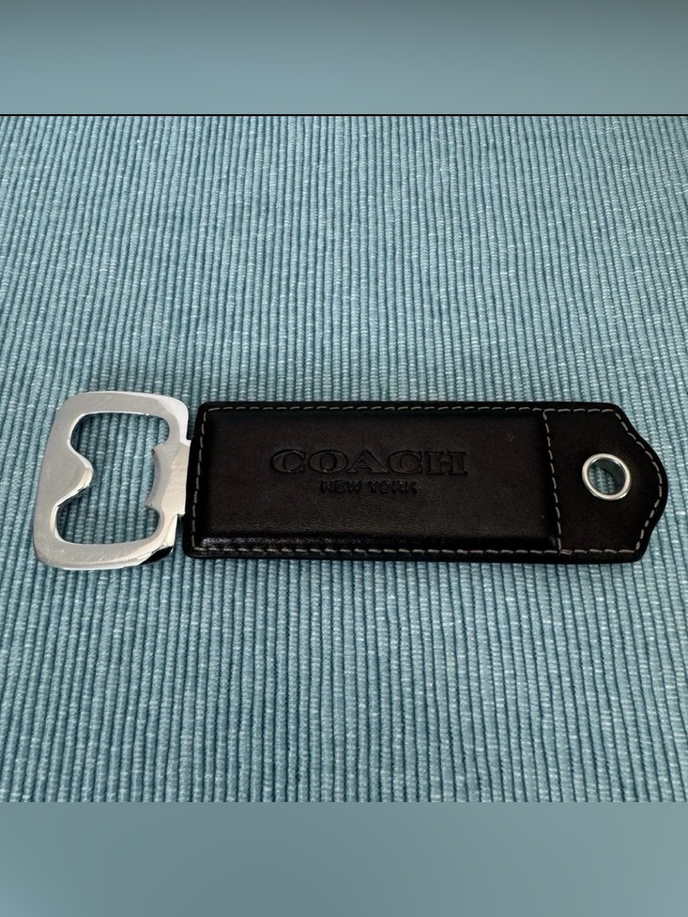 Coach New York Black Leather Bottle Opener
